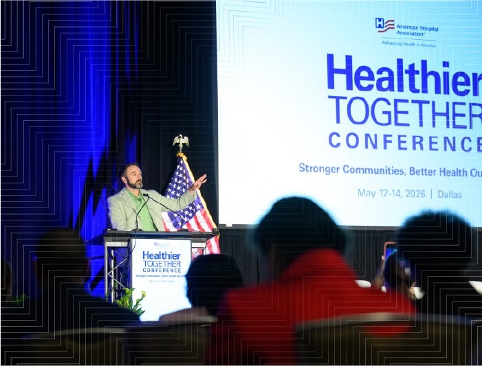 Sponsor introduces a plenary session at Healthier Together Conference - sponsor the 2027 conference, taking place May 4-6 in Anaheim, California