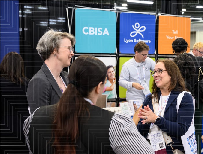 Healthier Together Conference sponsor speaking with attendees - learn more about sponsorship opportunities for the May 4-6 conference in Anaheim, California